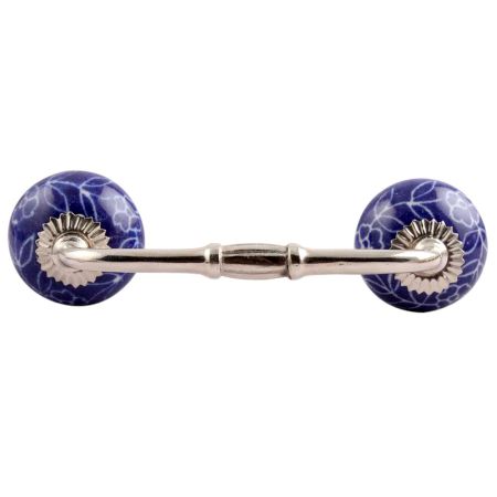 Navy Blue Leaf Floral Ceramic Bridge Handle